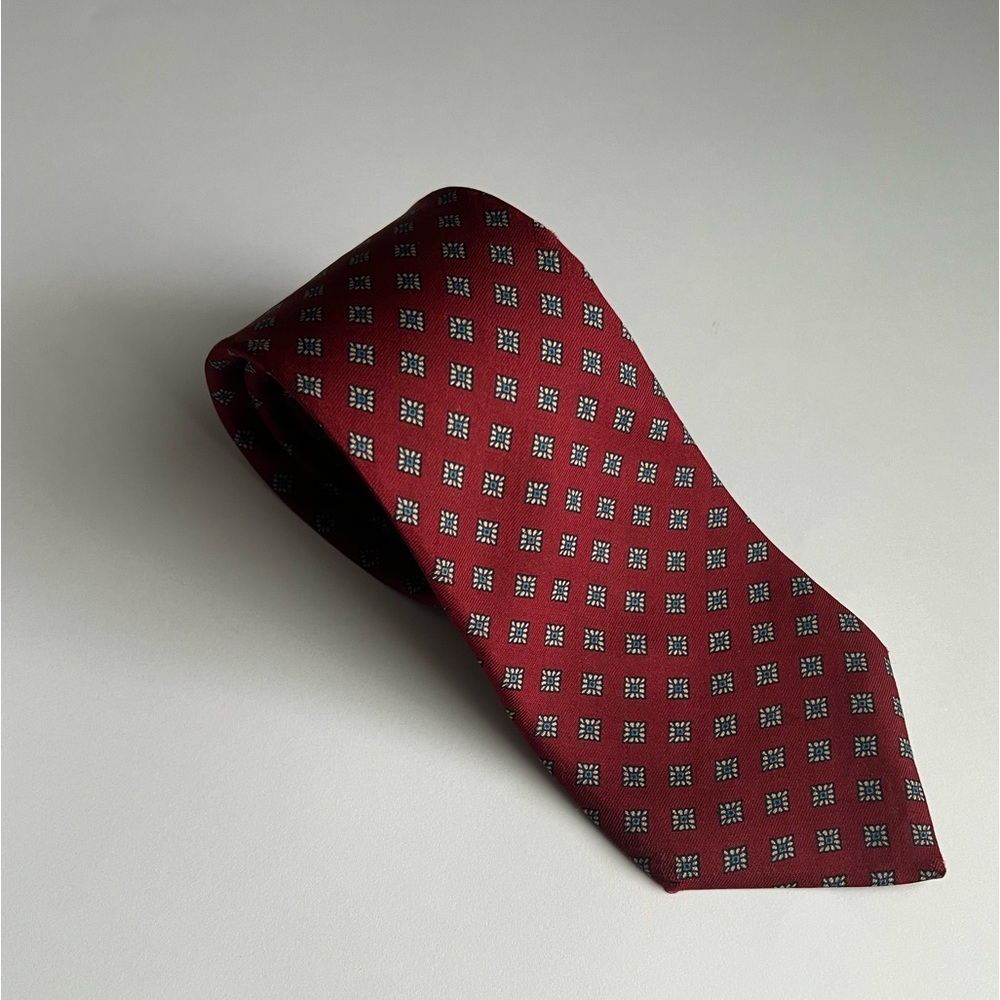 Silk Hand blocked Printed Red Tie